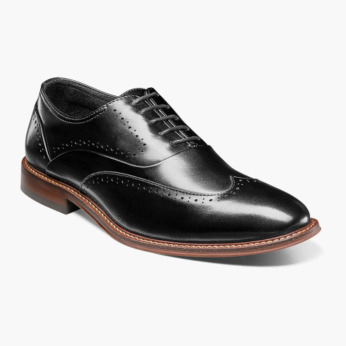 Stacy Adams Men's Macarthur Wingtip Oxford - Black Smooth - 25489-005 - Angle