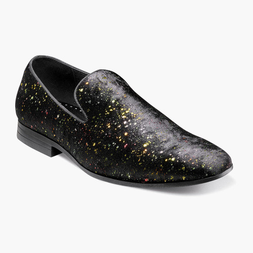 Stacy Adams Men's Stellar Plain Toe Glitter Slip On - Black - 25534-001 - Angle