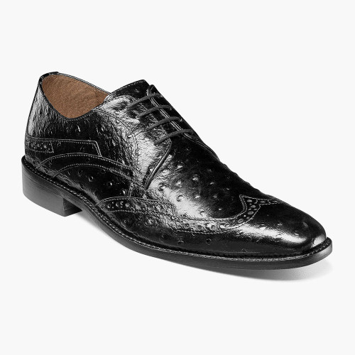 Stacy Adams Men's Gennaro Wingtip Oxford - Black - 25537-001 - Angle