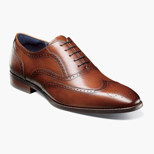 Stacy Adams Men's Kaine Wingtip Oxford - Cognac - 25569-221 - Angle