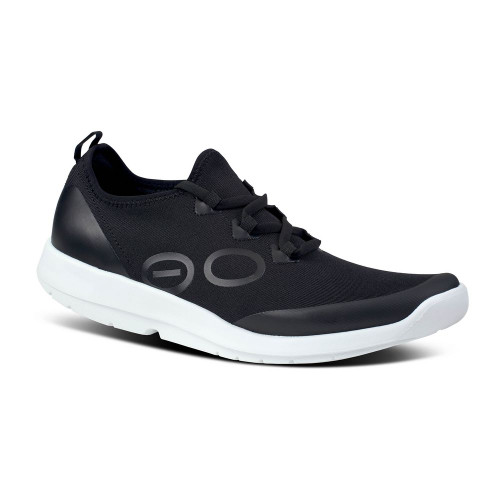 OOFOS Women's Oomg Sport LS Low - White / Black - 5086/WHTBLK - Angle