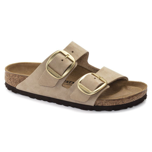 Birkenstock Women's Arizona Big Buckle Nubuck Leather - Sandcastle (Regular Width) - 1023957 - Angle