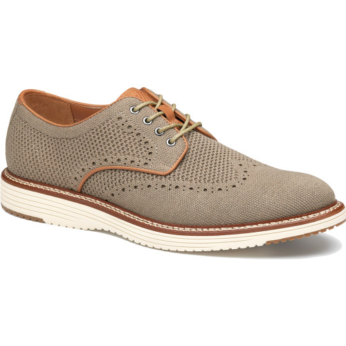 Johnston Murphy Men's Upton Knit Wingtip - Taupe Heathered Knit - 20-6908 - Angle