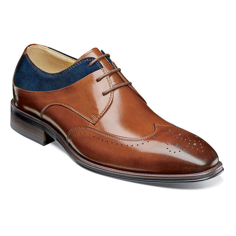 stacy adams wingtip cognac