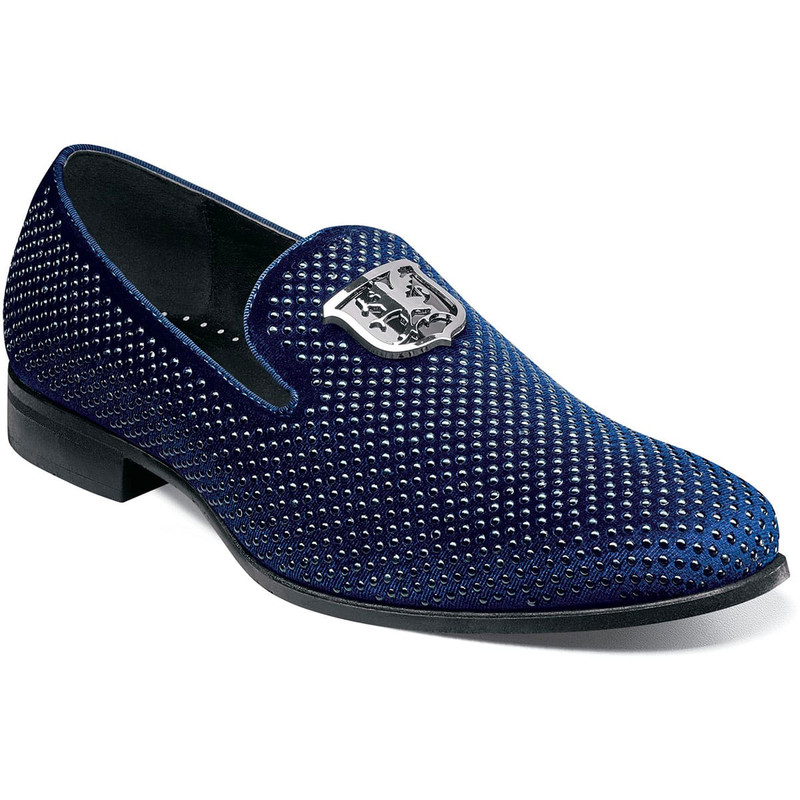 Stacy Adams Men's Swagger Studded Ornament Slip-On - Navy - Profile 