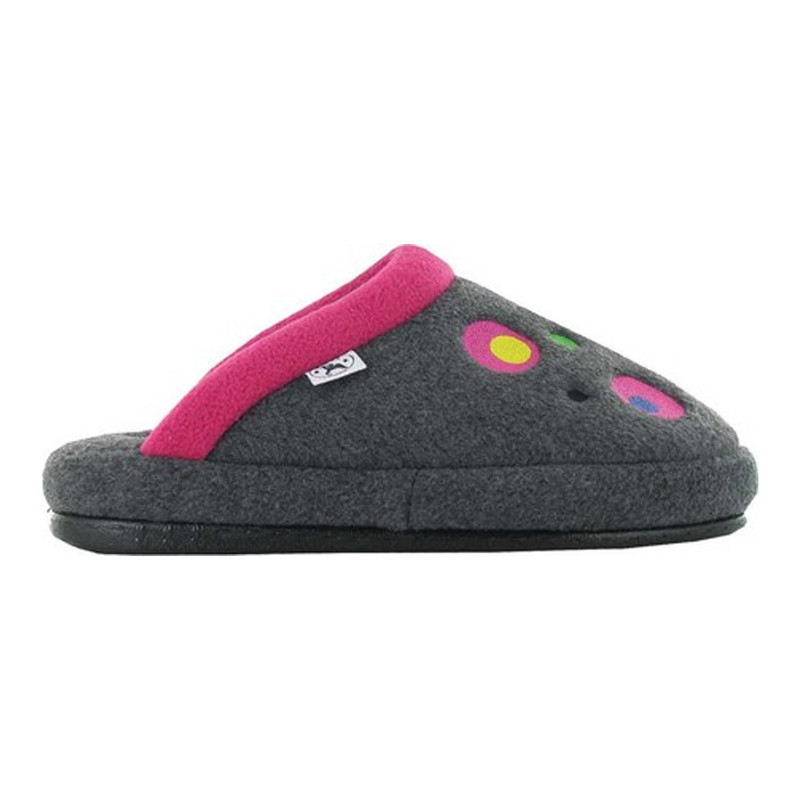Naot Women's Repose Slipper - Grey with Pink Circles - Profile