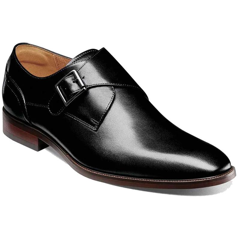 Florsheim Men's Sorrento Plain Toe single Monk Strap - Black - 14293-001 - Main