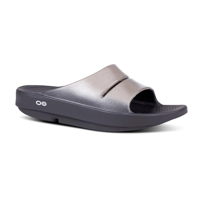 OOFOS Women's OOahh Luxe Slide - Latte - 1101/LATTE - Angle