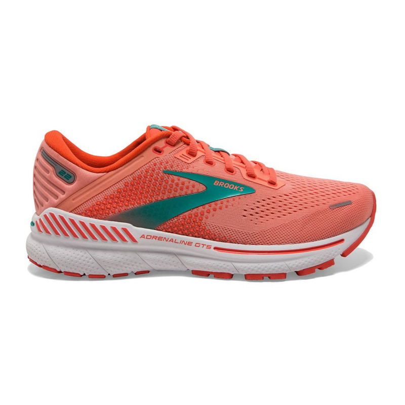 Brooks Women's Adrenaline GTS 22 - Coral / Latigo Bay / White - 120353-680 - Profile