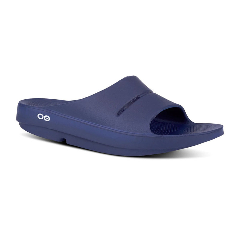 OOFOS Men's OOahh Slide Sandal - Navy - 1100/Navy - Angle