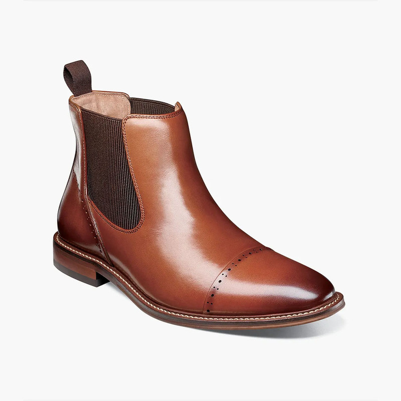 Stacy Adams Men's Maury Cap Toe Chelsea Boot - Cognac - 25492-221 - Angle