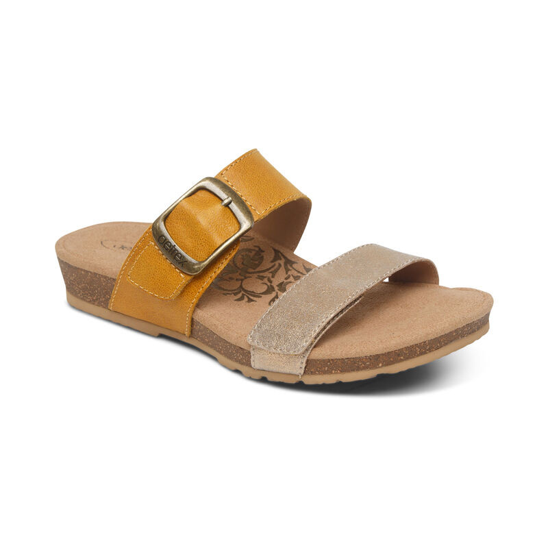 Aetrex Women's Daisy Adjustable Slide - Sunflower - SC547 - Angle