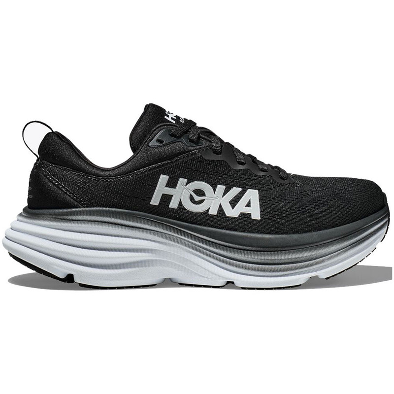 HOKA ONE ONE Women's Bondi 8 - Black / White (Wide Width) - 1127954-BWHT - Profile