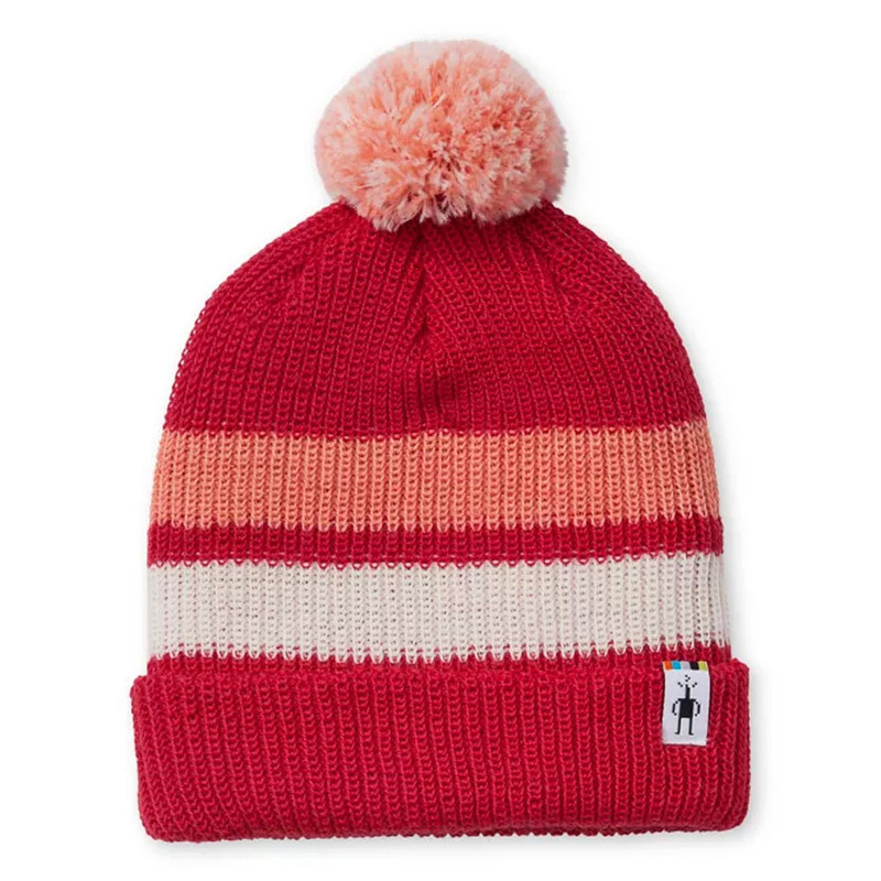 Kids' Stripe Pom Beanie - Pomegranate - SW011495G65