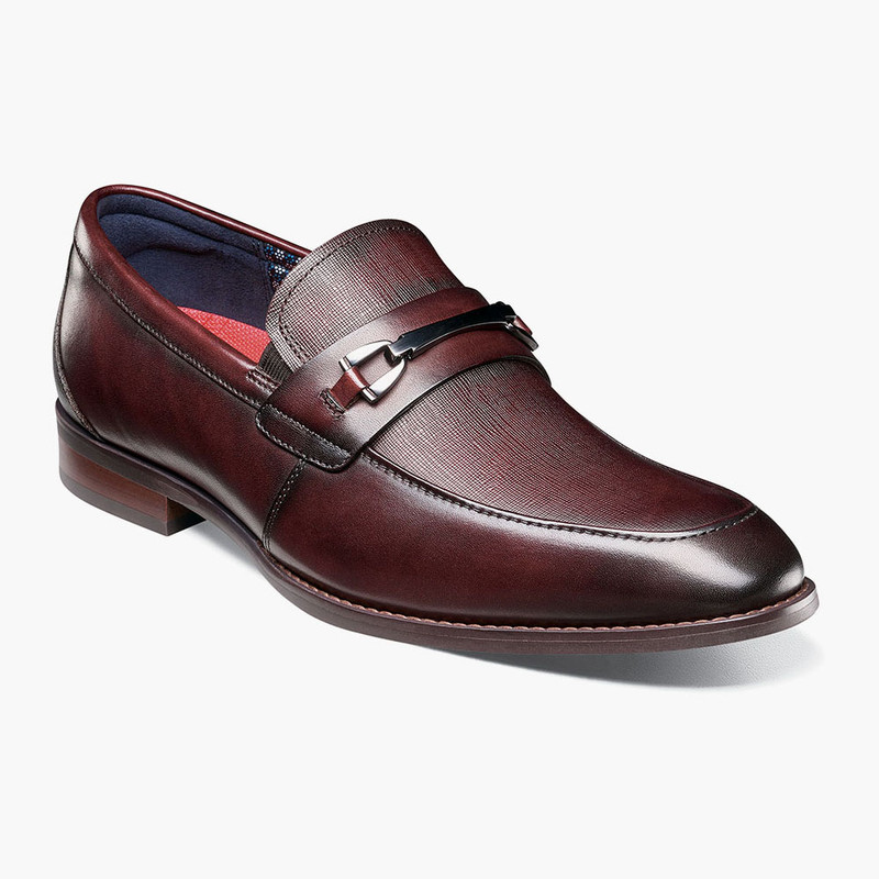 Stacy Adams Men's Kaylor Moc Toe Bit Slip-On - Burgundy - 25572-601 - Angle