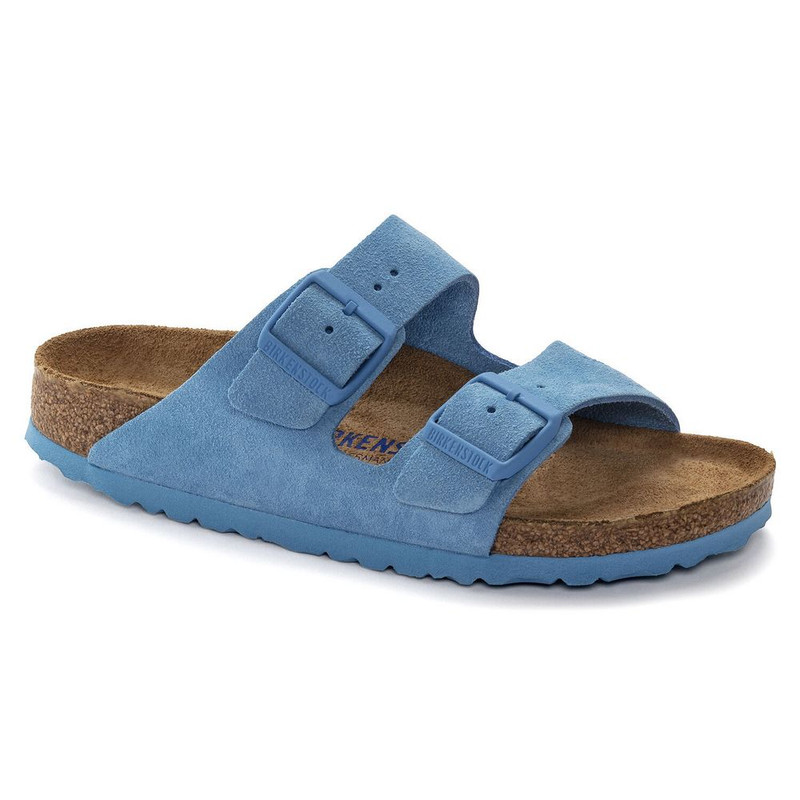 Birkenstock Women's Arizona Soft Footbed Suede Leather - Sky Blue - 1024066 - Angle