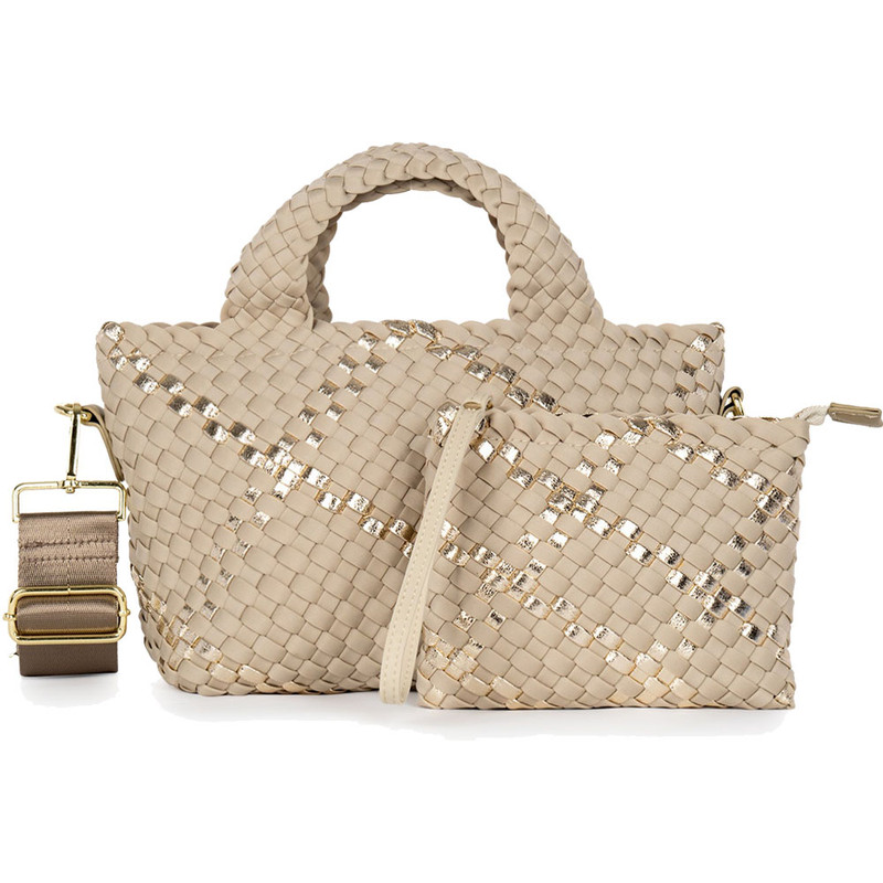 Haute Shore Mark Woven Tote - Buff - Mark/Buff - Woven Tote w/wristlet pouch 