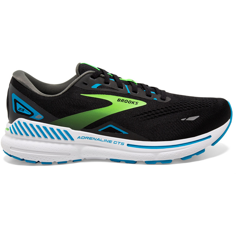 Brooks Men's Adrenaline GTS 23 - Black / Hawaiian Ocean / Green - 110391-006 - Profile