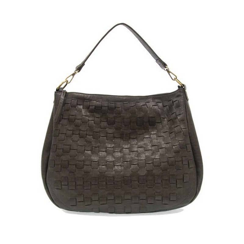 Joy Susan Kali Woven Slouchy Hobo - Charcoal  -  L8146-98 - Short Strap Profile