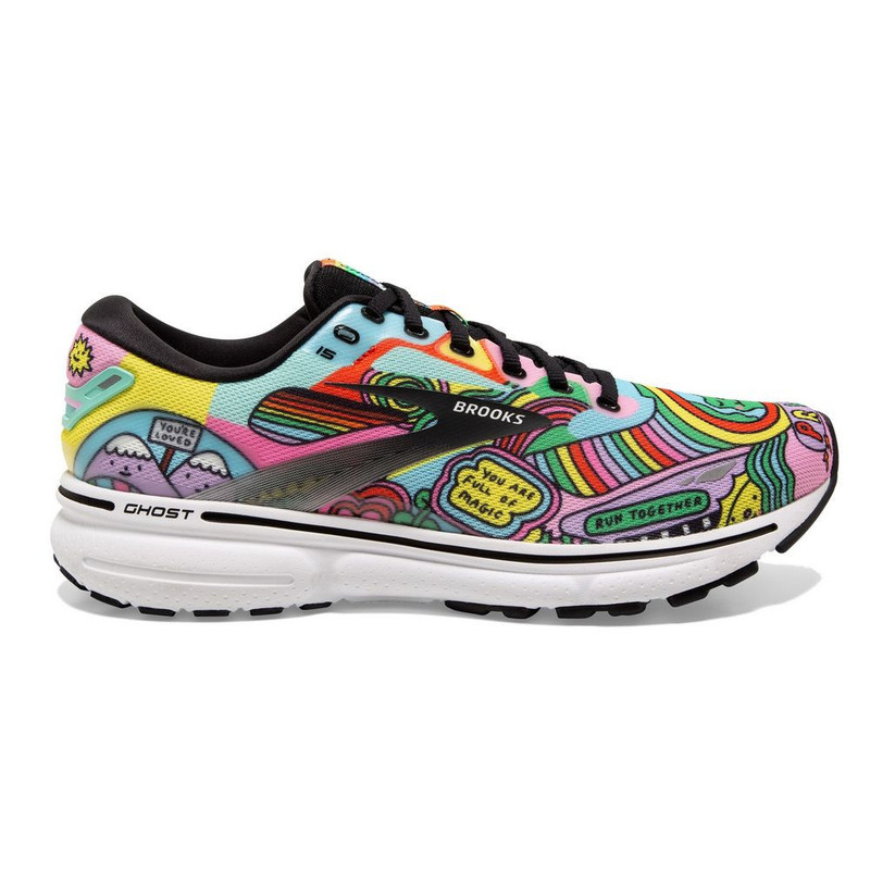 Brooks Women's Ghost 15 - Black / White / Multi - 120380-058 - Profile