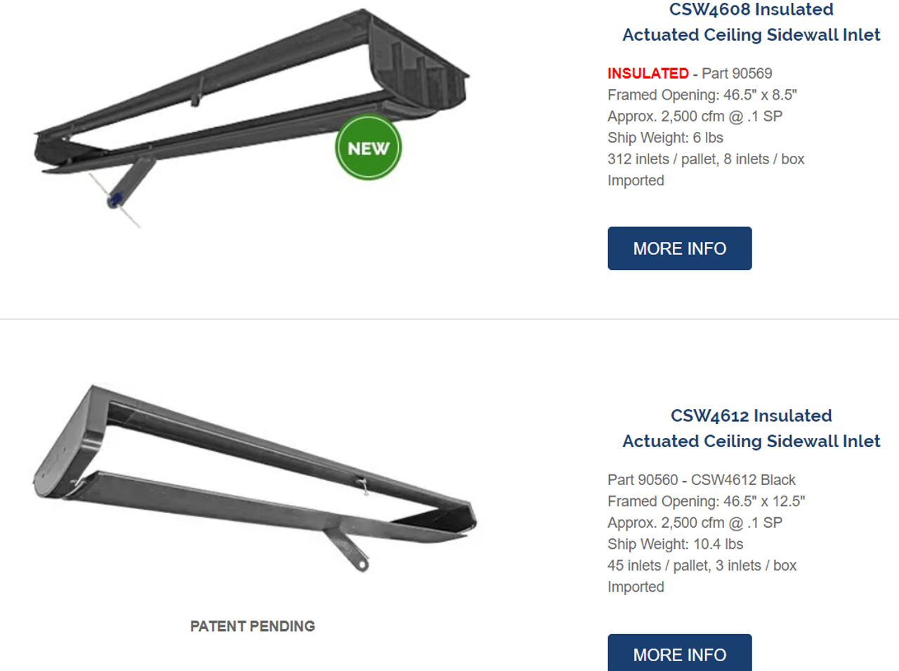 POULTRY CEILING INLETS DOUBLE L