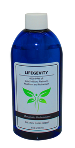 LifeGevity: Colloidal Gold, Iridium, Platinum, Rhodium & Ruthenium 8 Oz Bottle LifeGevity: Colloidal Gold, Iridium, Platinum, Rhodium & Ruthenium 8 Oz Bottle