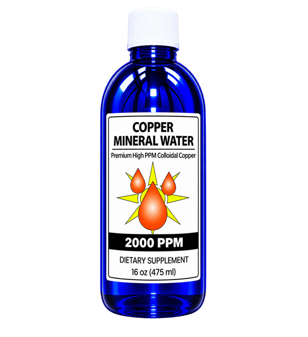 Colloidal Copper 2000 PPM – Premium Mineral Water – 16 oz