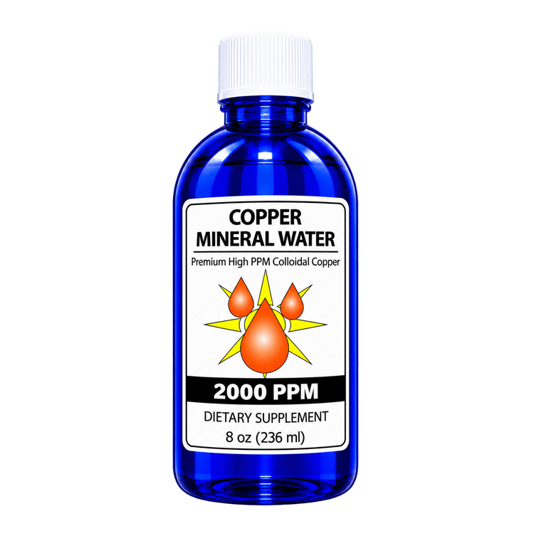 Colloidal Copper 2000 PPM – Premium  Mineral Water – 8 oz