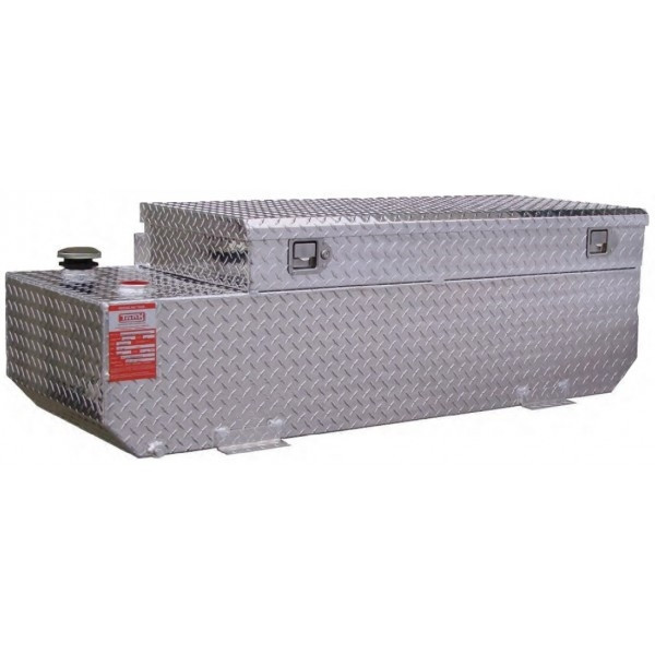 58 Gallon Black Rectangular Aluminum Truck Bed Transfer Tank and Toolbox Combo