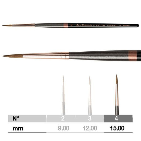 Da Vinci Miniature Maestro 76 Brush - Pointed Tip, Short Handle, Size 4