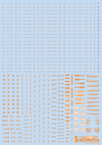 HiQ Parts 1/144 RB01 Caution Decal Orange & Gray (1pc)