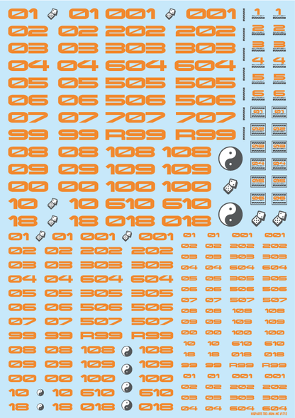 HiQ Parts TR Decal 3 Number Orange (1pc)