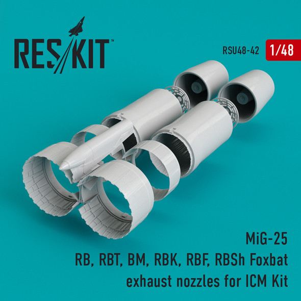 Res/Kit 1/48 Scale MiG-25 RB, RBT, BM, RBK, RBF, RBSh Foxbat Exhaust Nozzles for ICM Kits