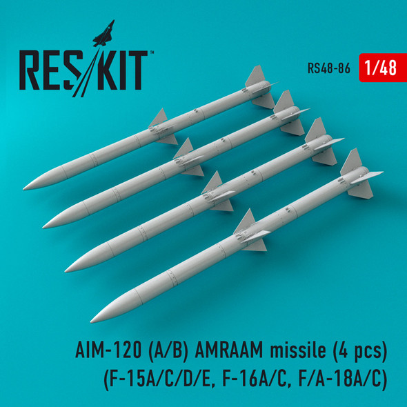 Res/Kit 1/48 Scale AIM-120 A/B AMRAAM Missile F-15A/C/D/E, F-16A/C, F/A-18A/C