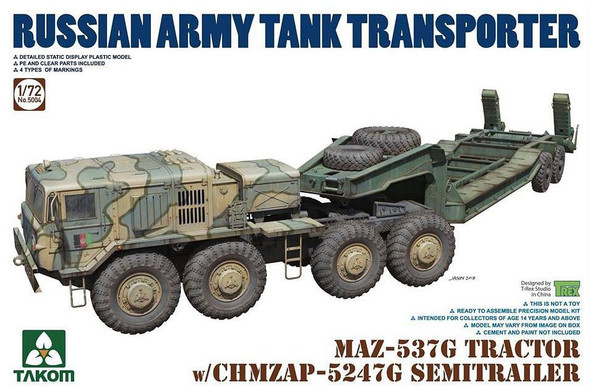 Takom 1/72 MAZ-537G TRACTOR w/ CHMZAP-5247G Semi Trailer