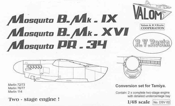 Valom 1/72 Scale Engine Set for Tamiya Mosquito 1/48 Upgrade Kit