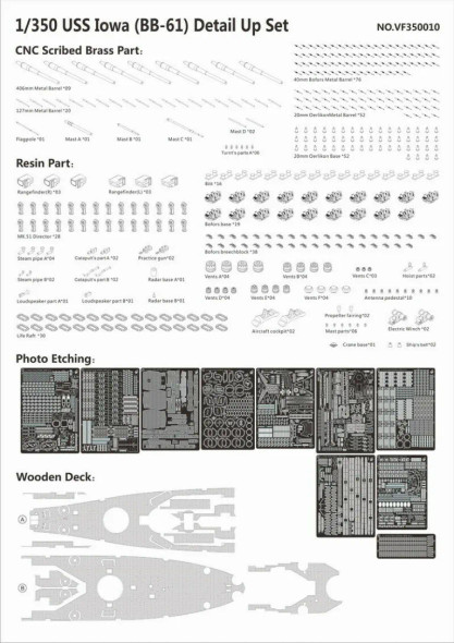 Very Fire 1/350 Scale USS Iowa BB-61 Detail Up Set for Very Fire