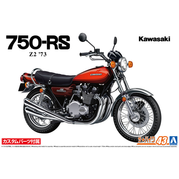 Aoshima 1/12 Scale Kawasaki Z2 750RS '73 with Custom Parts Model Kit