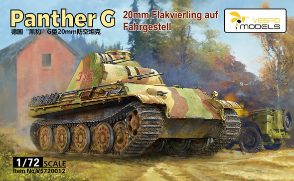 Vespid Models 1/72 Scale 20mm Flakvierling auf Panther G Fahrgestell Model Kit