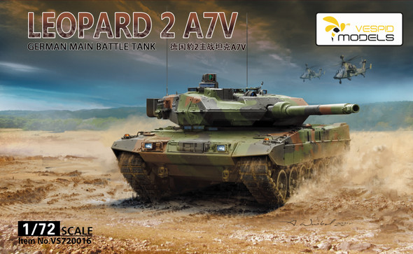 Vespid Models 1/72 Scale German Main Battle Tank Leopard 2 A7V Metal Barrel + Metal Tow Cable Model Kit