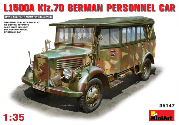 MiniArt 1/35 Scale L1500A Kfz.70 German Personnel Car Model Kit