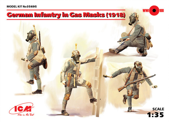 ICM 1/35 German Infantry in Gas Masks (1918) (4 figures)