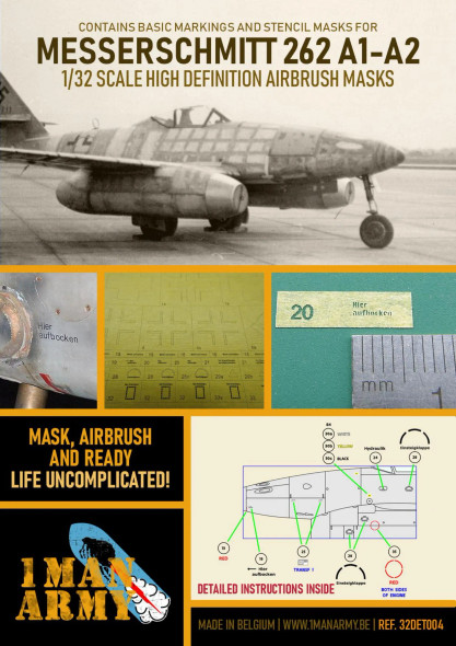 1ManArmy 1/32 Scale ME 262 A1/A2 Airbrush Paint Mask