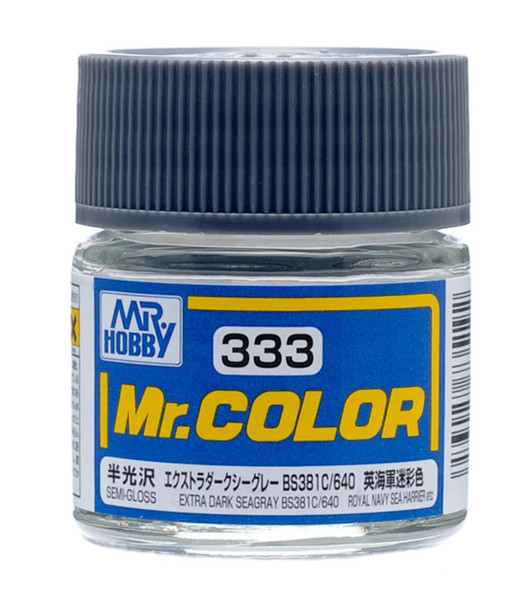 Mr. Hobby Mr. Color Acrylic Paint - C333 Extra Dark Seagray BS381C 640 (Semi-Gloss/Aircraft) 10ml