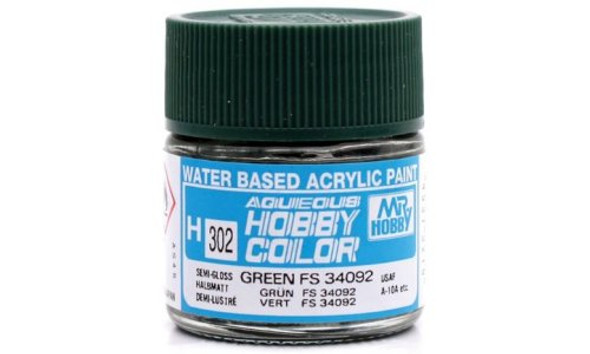 Mr. Hobby Aqueous Acrylic Color - H302 Satin Green FS34092 Charcoal Lizard Camouflage 10ml