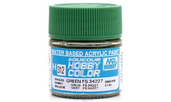 Mr. Hobby Aqueous Acrylic Color - H312 Semi Gloss Green FS34227 for Israel Desert Camouflage 10ml