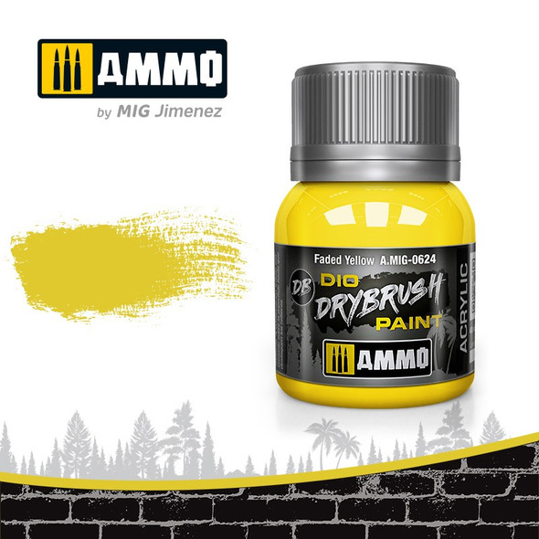 Ammo Mig Dio Drybrush Acrylic Paint - Faded Yellow 40ml