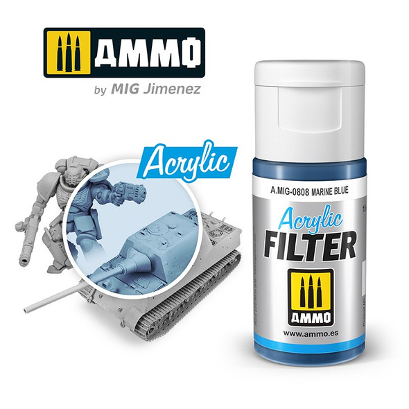 Ammo Mig Acrylic Filters - Marine Blue 15ml