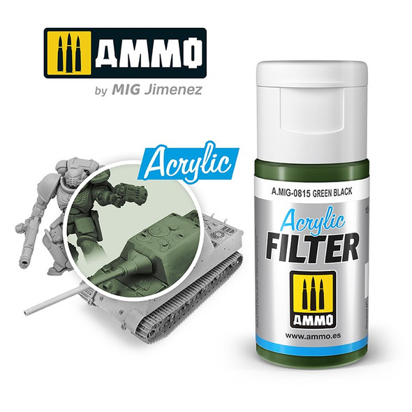 Ammo Mig Acrylic Filters - Green Black 15ml