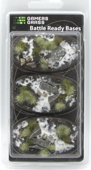 Gamers Grass Battle Ready Bases - Winter - Oval 75mm (x3)